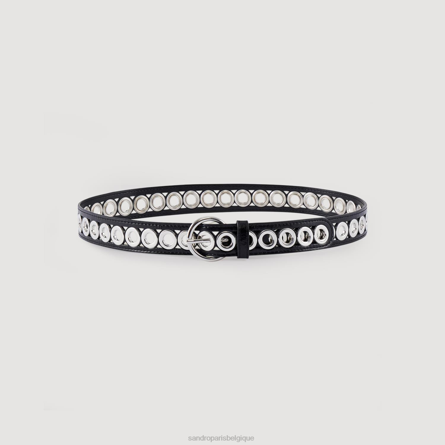 accessoires Sandro Paris ceinture avec boucle ronde et œillets noir femmes XLXD516