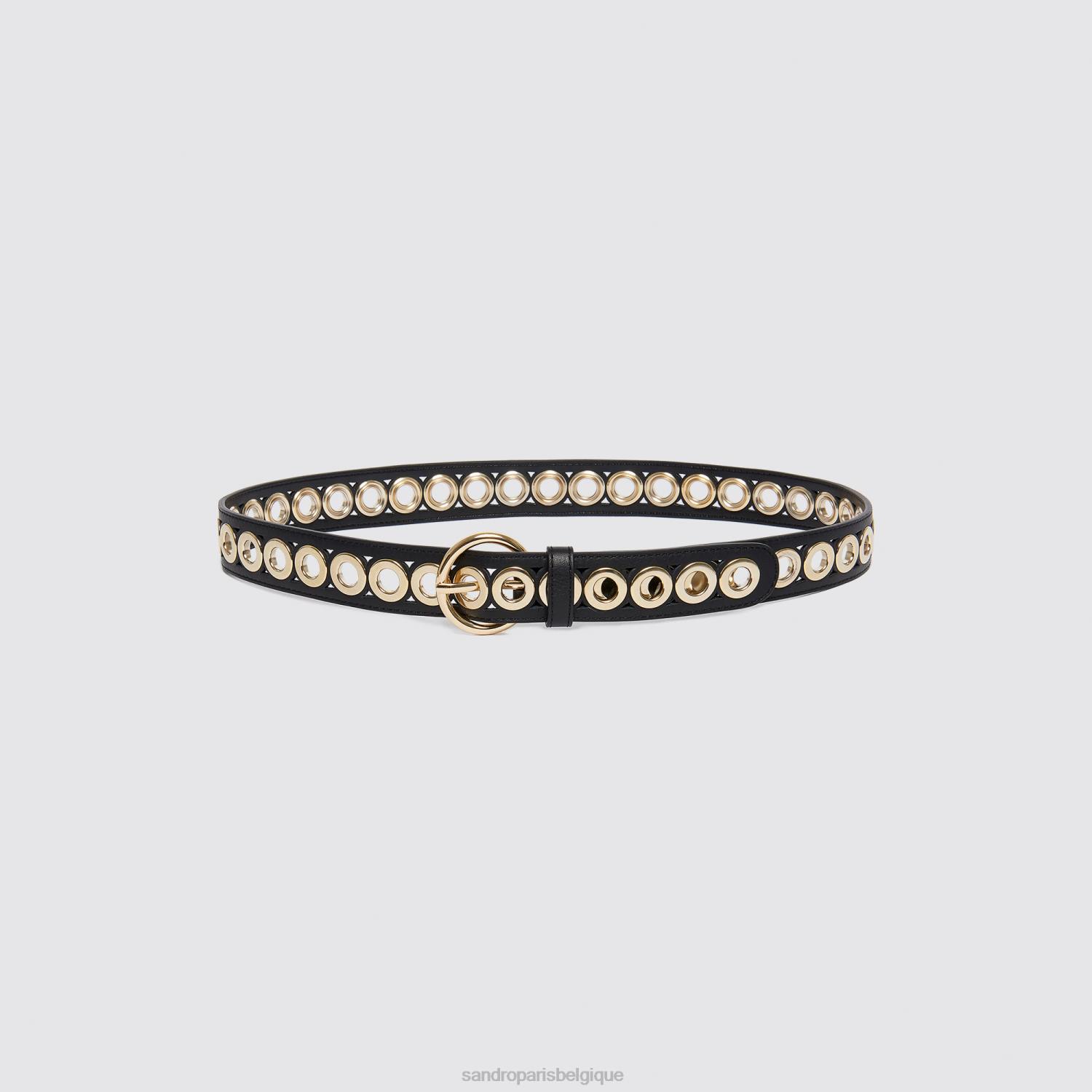 accessoires Sandro Paris ceinture avec boucle ronde et œillets noir femmes XLXD523