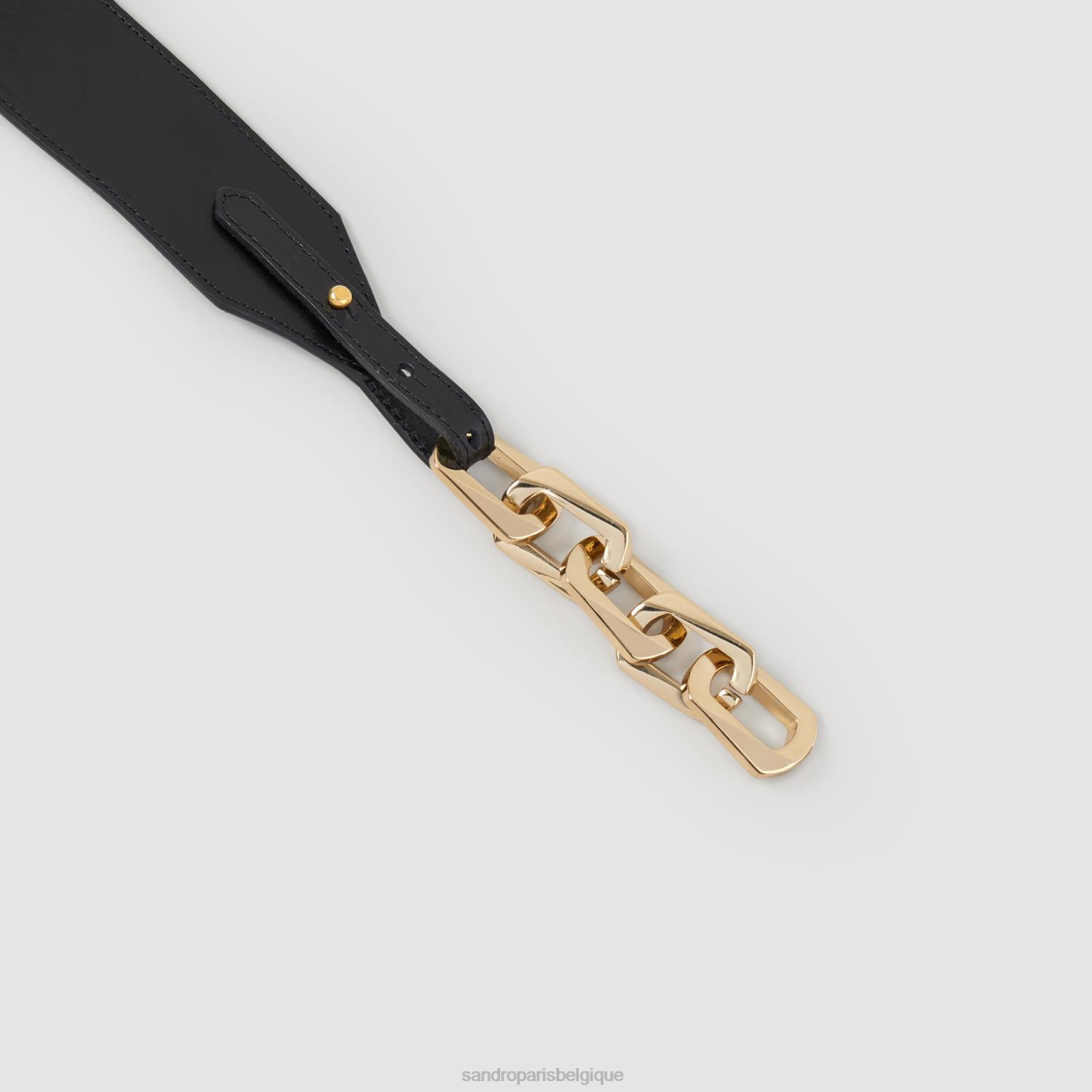 accessoires Sandro Paris ceinture en cuir avec chaîne noir femmes XLXD562