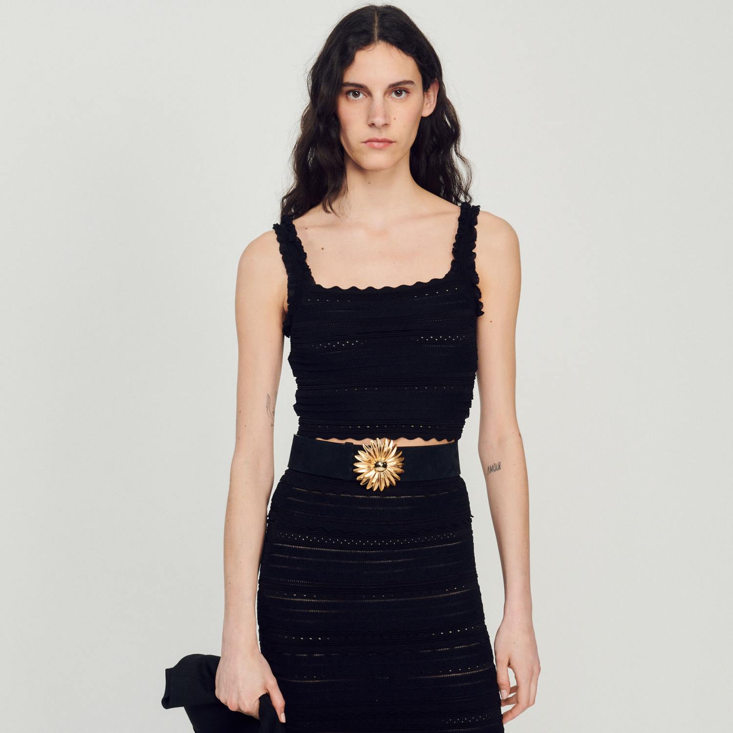 accessoires Sandro Paris ceinture en cuir noir femmes XLXD569