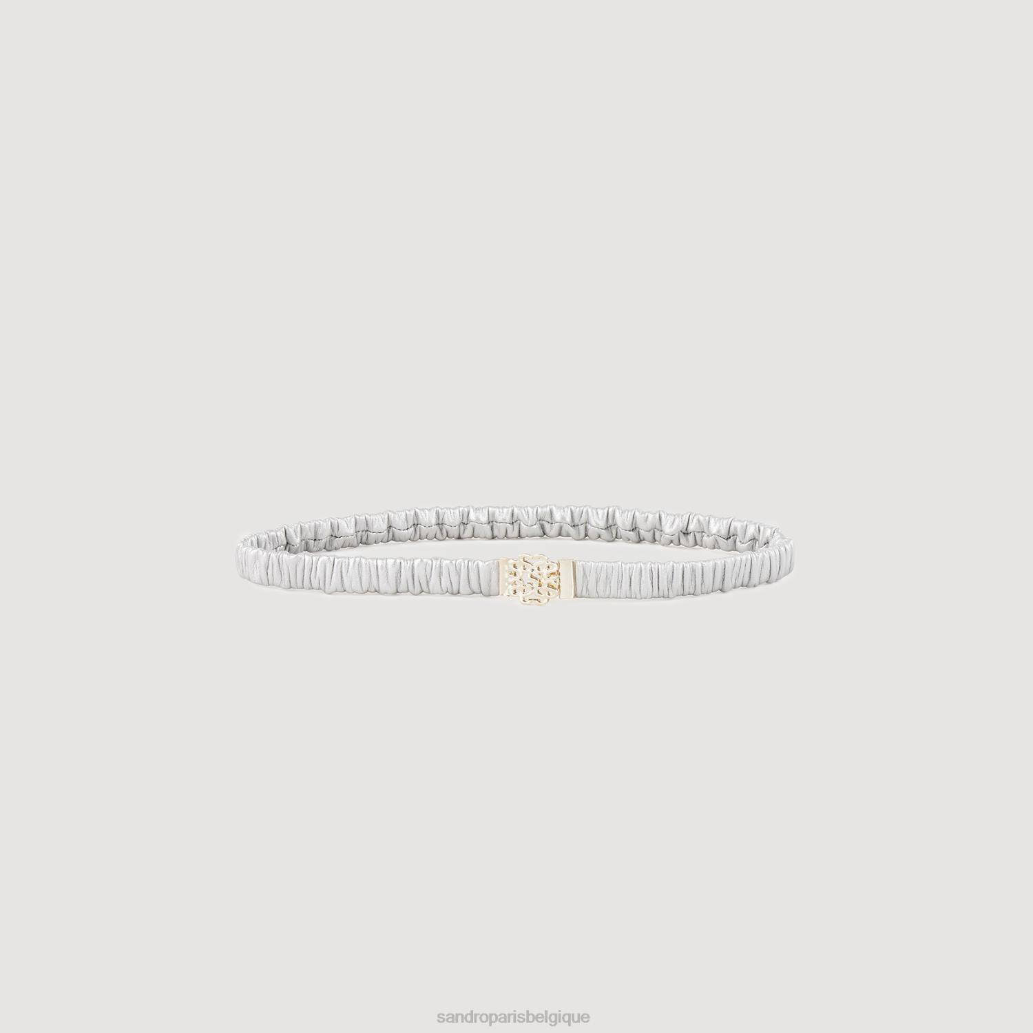 accessoires Sandro Paris ceinture élastiquée en cuir argent femmes XLXD505
