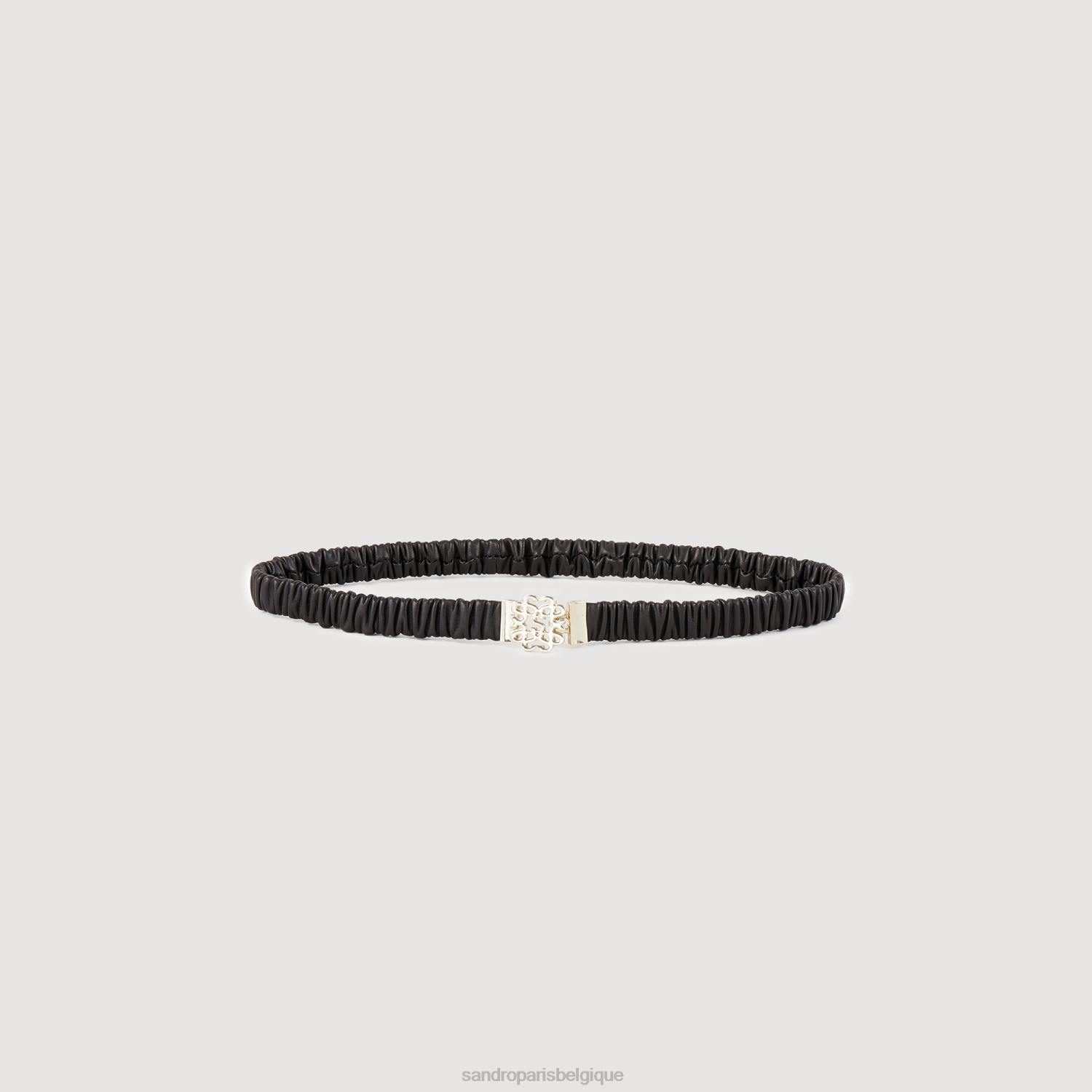 accessoires Sandro Paris ceinture élastiquée en cuir noir femmes XLXD508