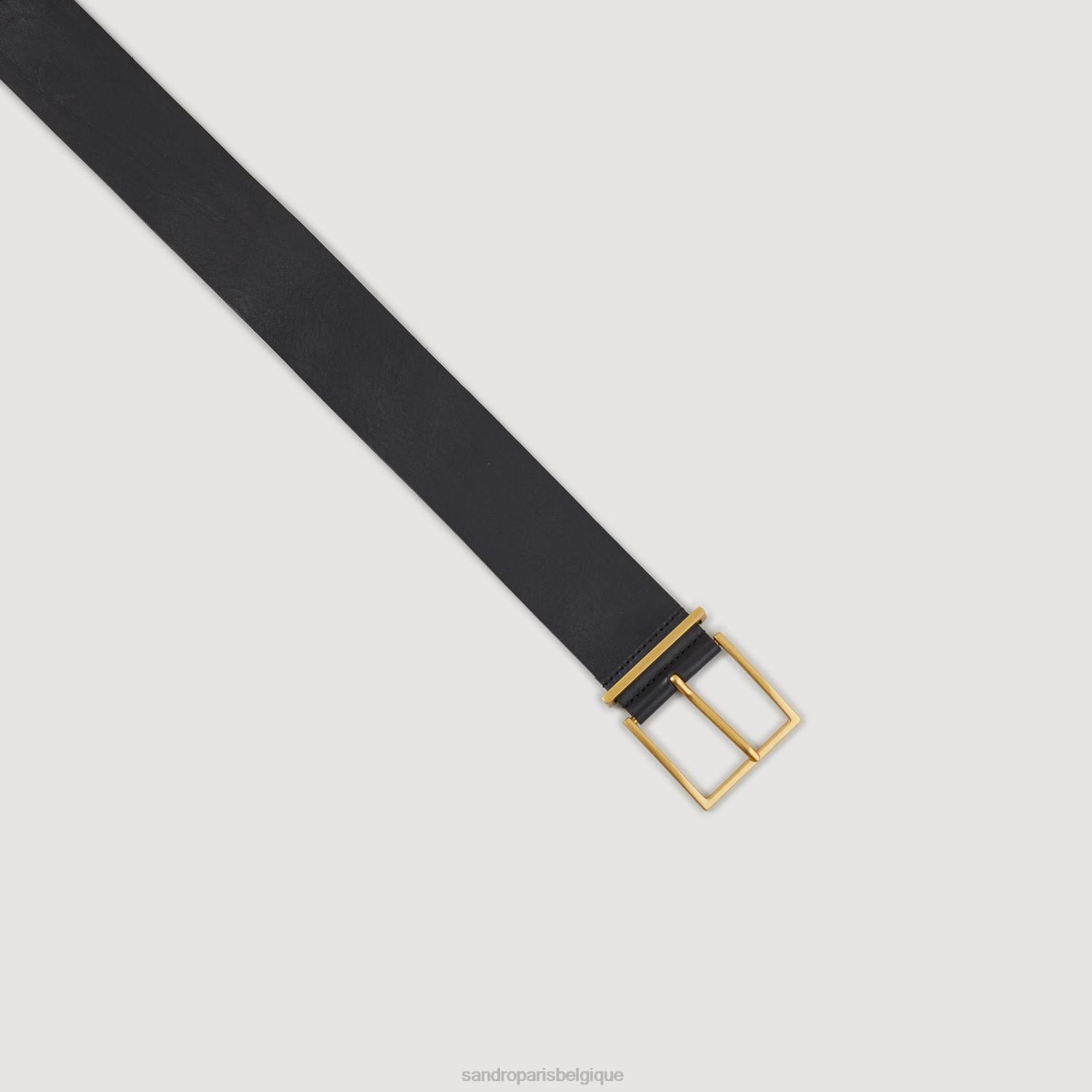 accessoires Sandro Paris large ceinture en cuir noir femmes XLXD515
