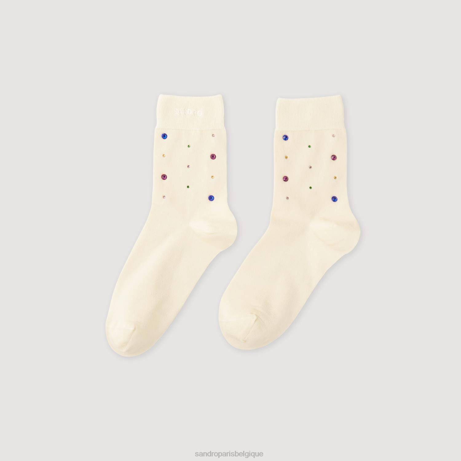accessoires Sandro Paris chaussettes en strass écru femmes XLXD553