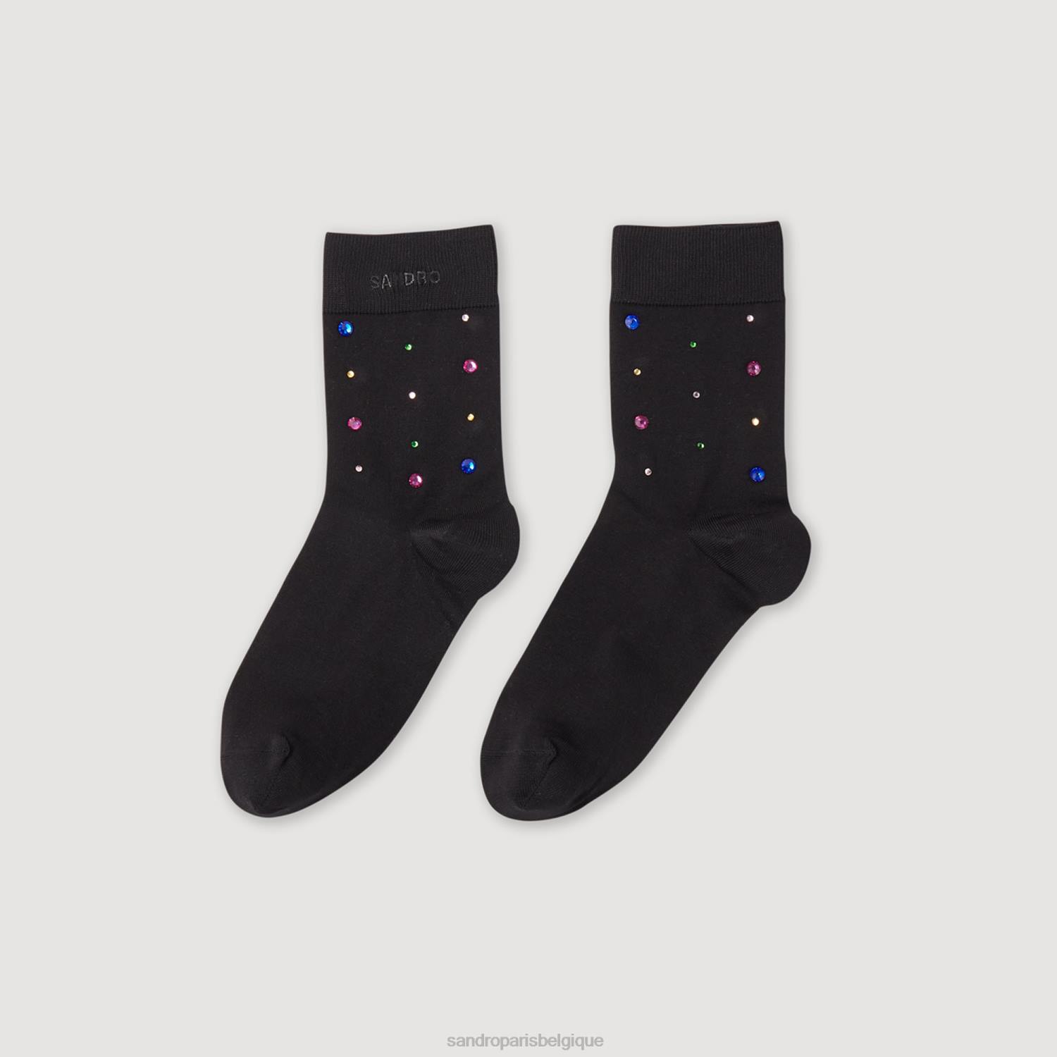 accessoires Sandro Paris chaussettes en strass noir femmes XLXD544