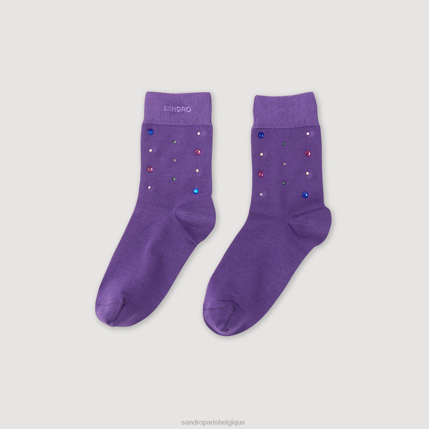 accessoires Sandro Paris chaussettes en strass violet femmes XLXD542
