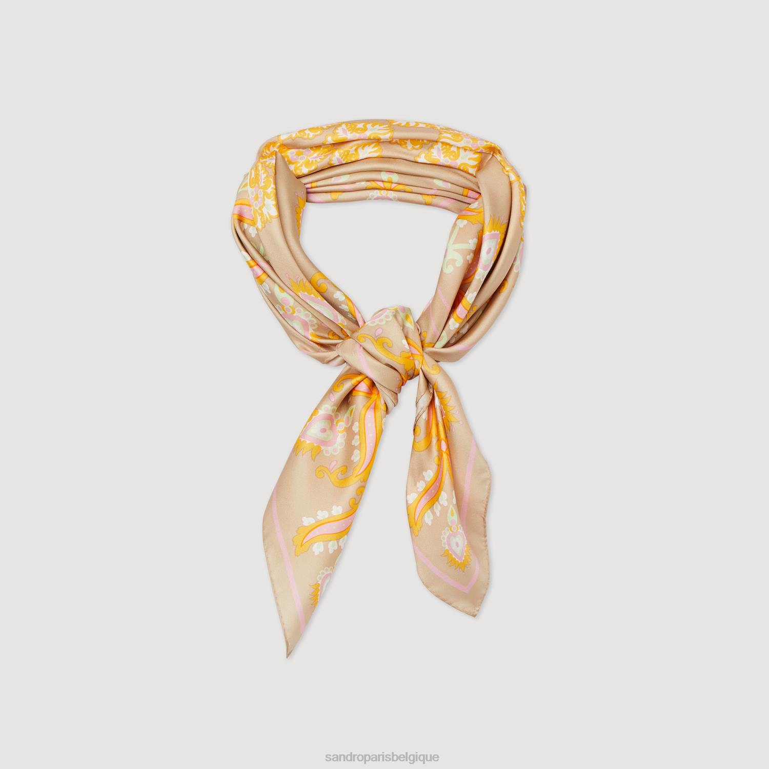 accessoires Sandro Paris écharpe en soie beige femmes XLXD549