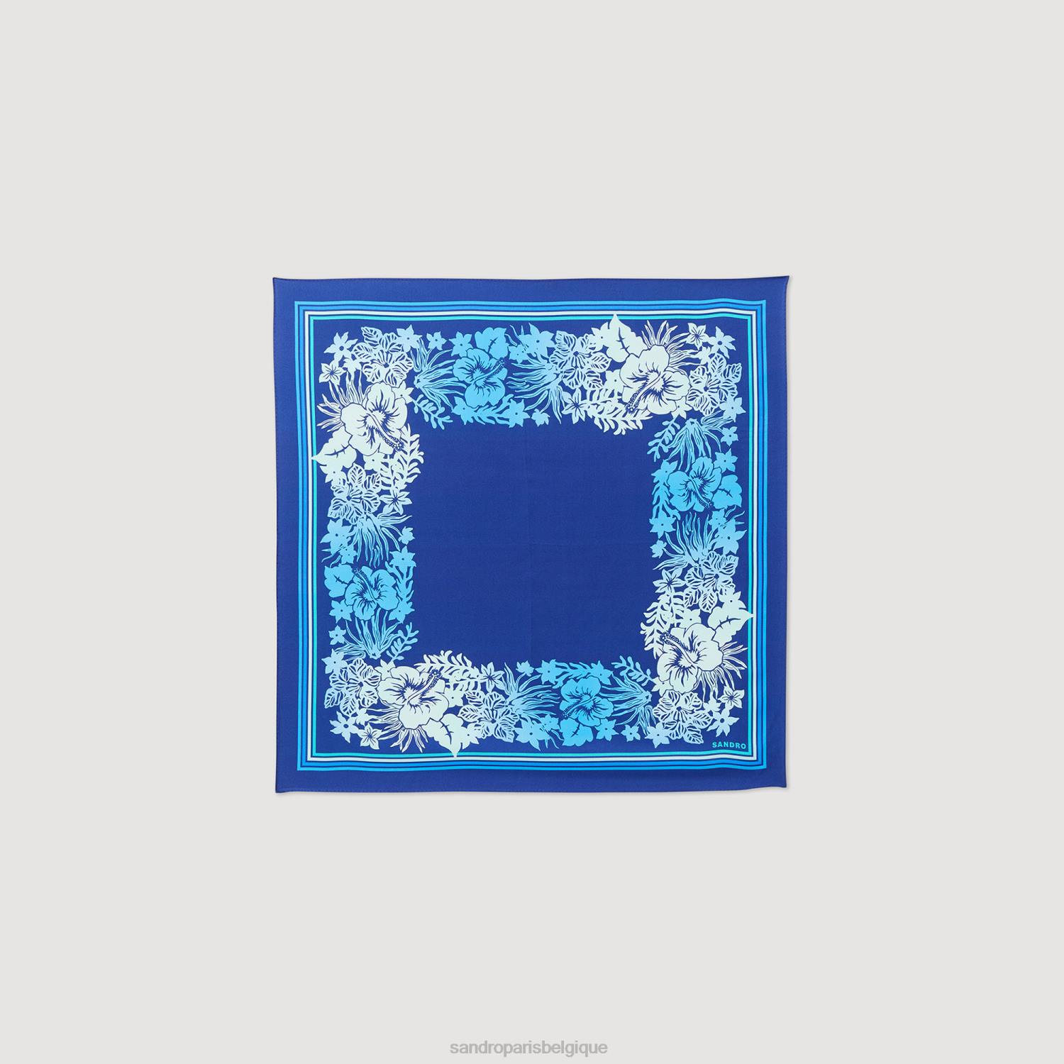 accessoires Sandro Paris écharpe en soie bleu femmes XLXD543