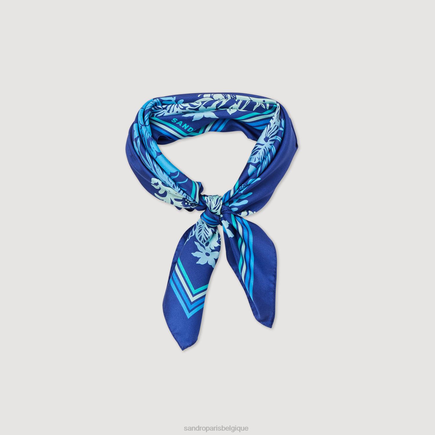 accessoires Sandro Paris écharpe en soie bleu femmes XLXD543