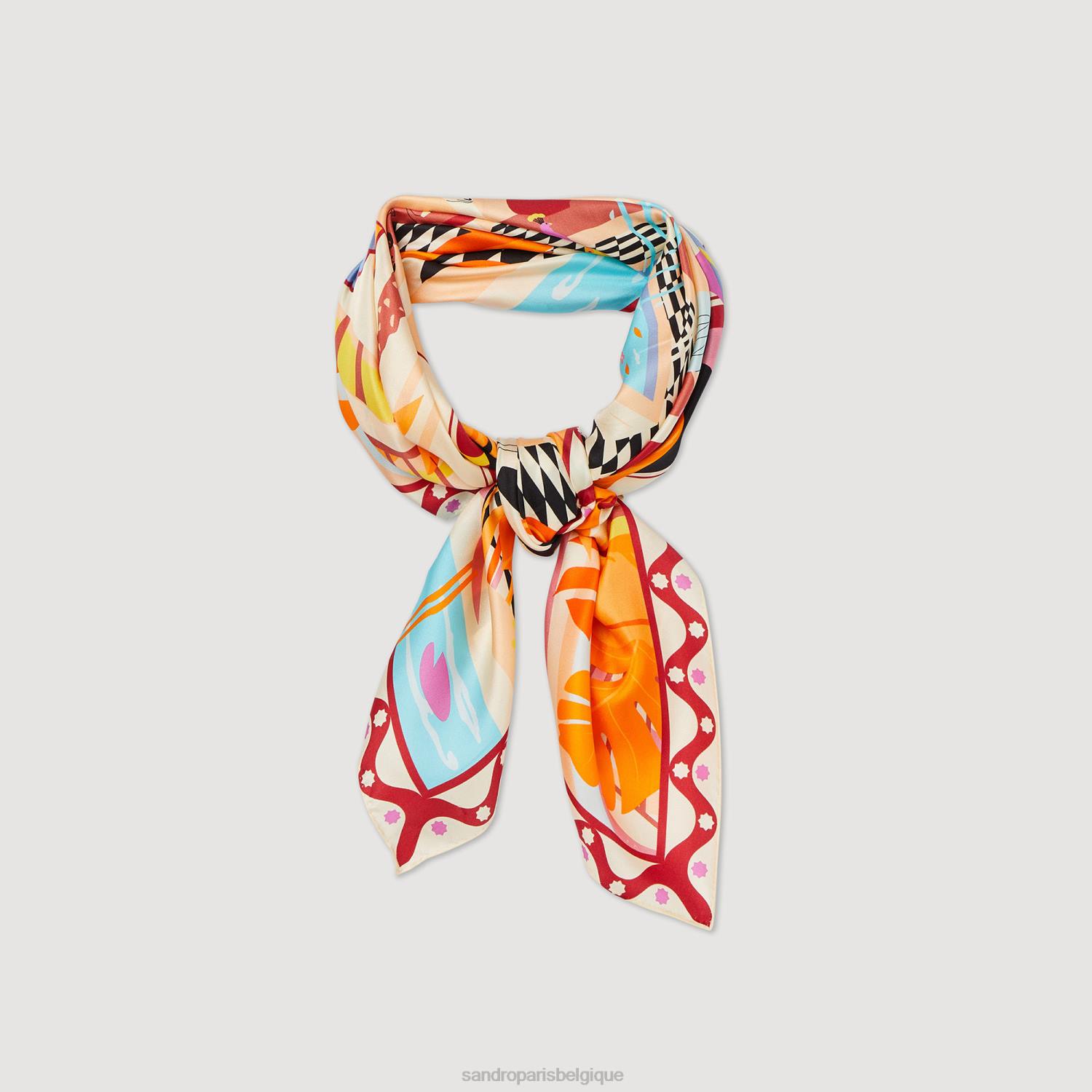 accessoires Sandro Paris écharpe en soie orange femmes XLXD520