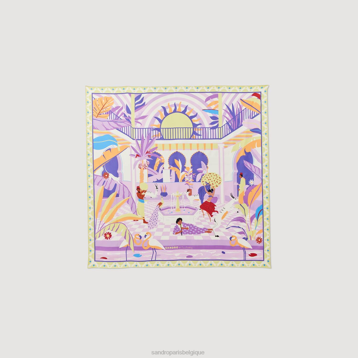 accessoires Sandro Paris écharpe en soie violet femmes XLXD521