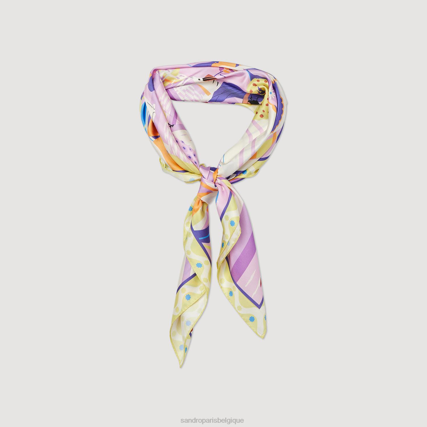 accessoires Sandro Paris écharpe en soie violet femmes XLXD521