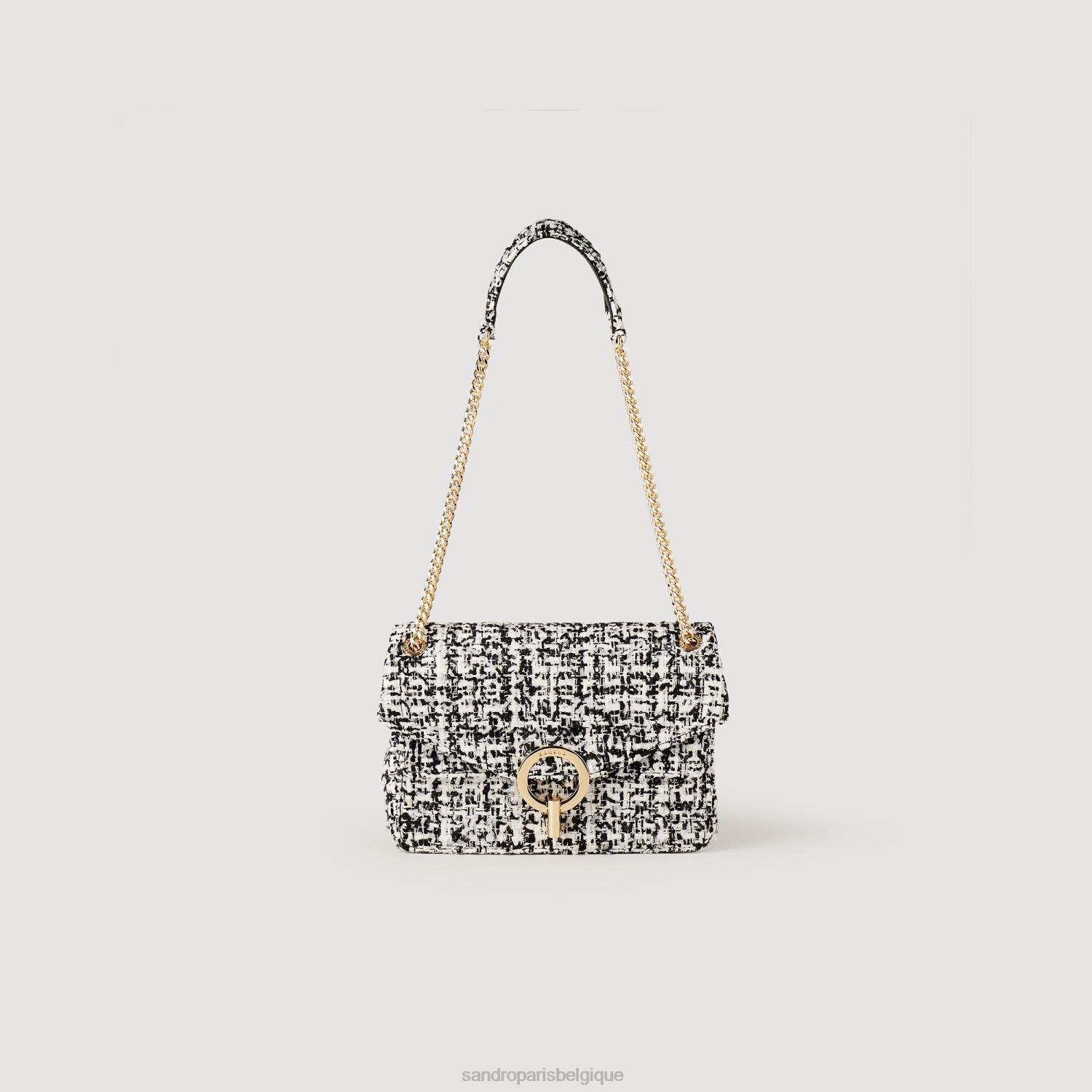 accessoires Sandro Paris sac en tweed yza noir femmes XLXD554