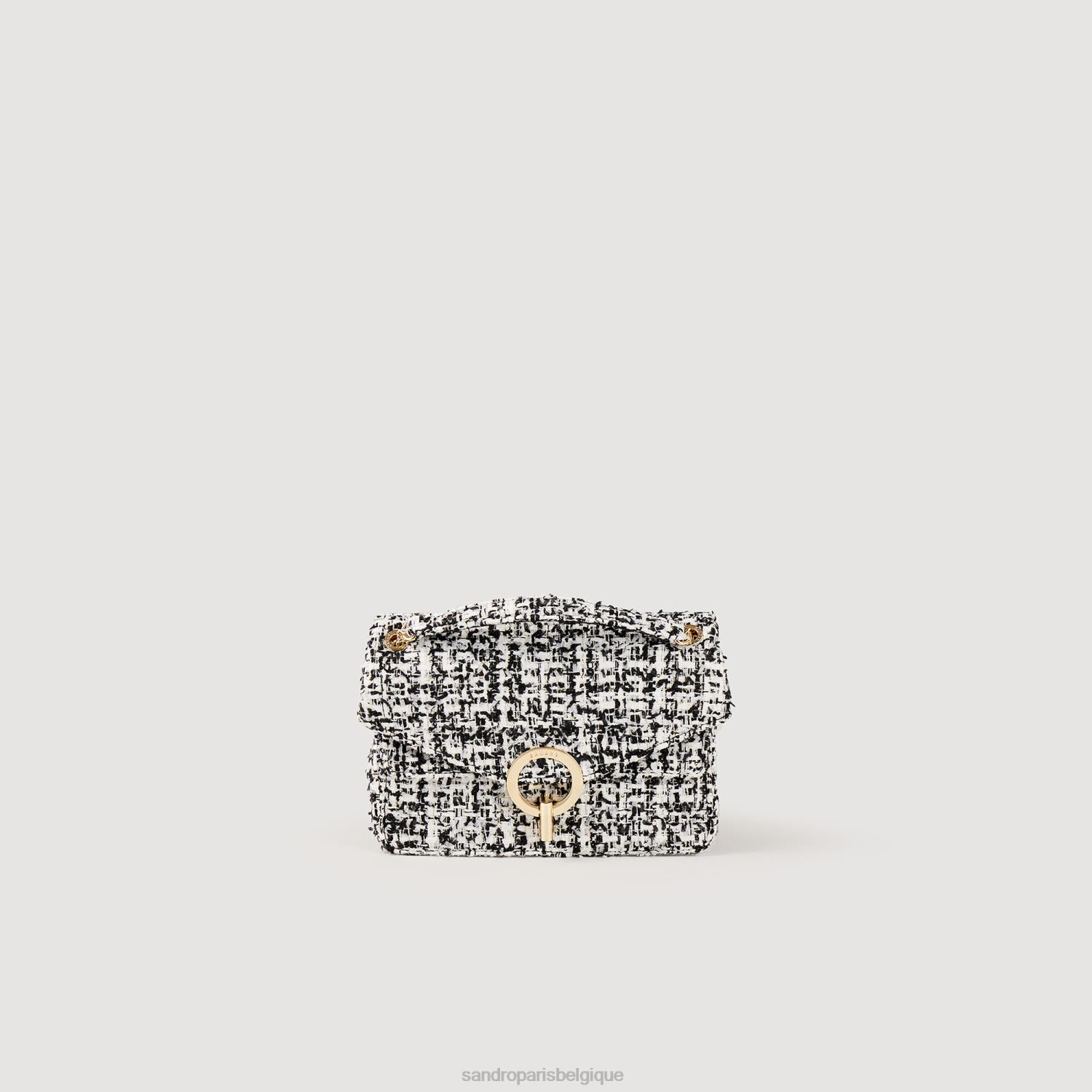 accessoires Sandro Paris sac en tweed yza noir femmes XLXD554