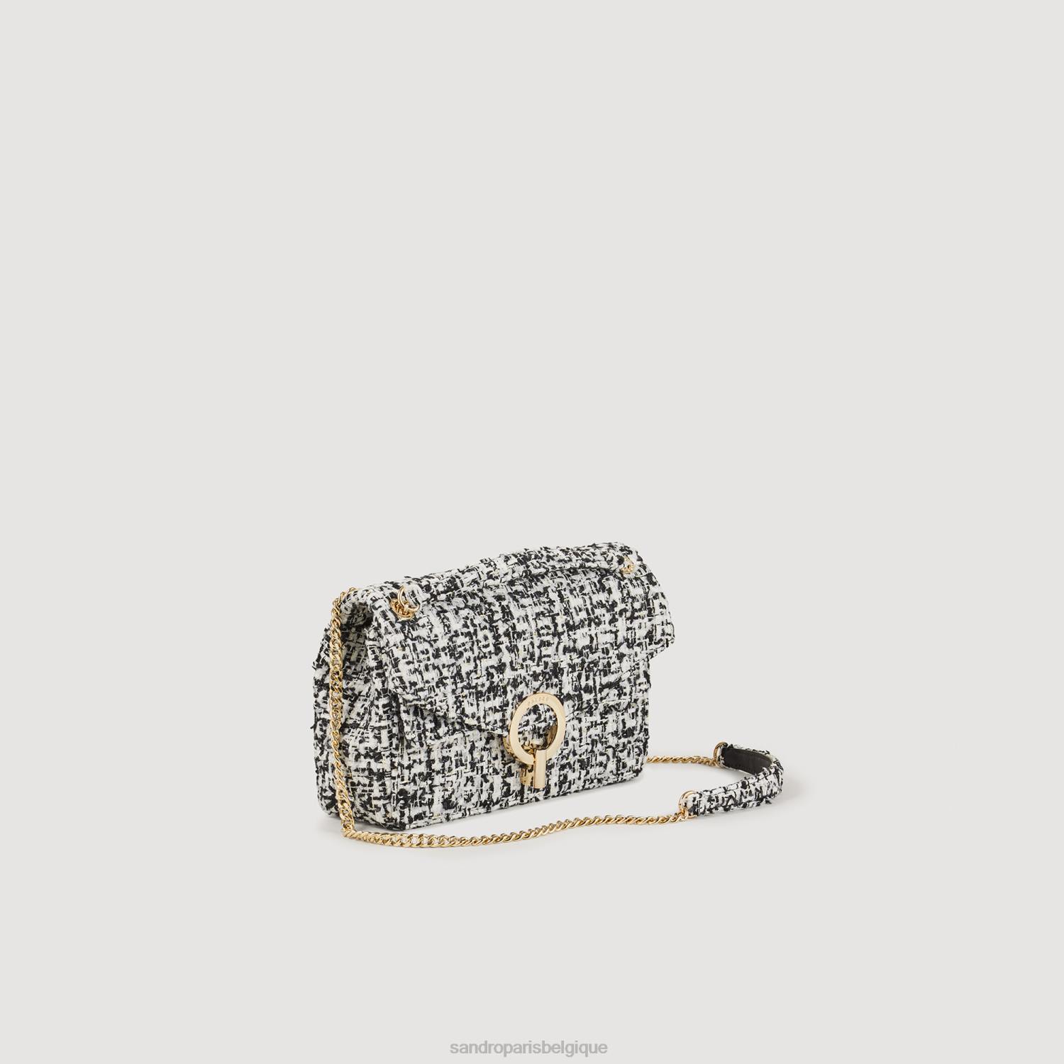 accessoires Sandro Paris sac en tweed yza noir femmes XLXD554