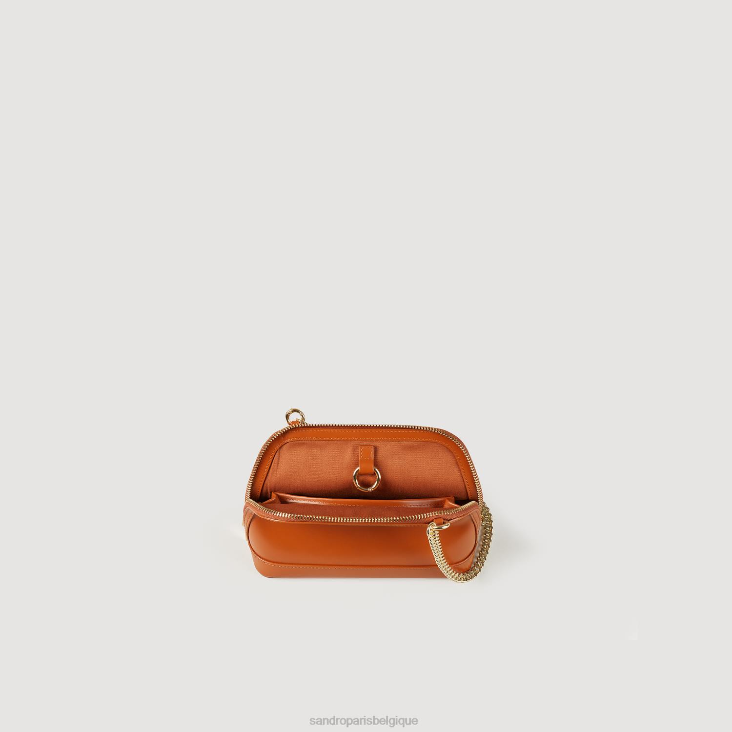 accessoires Sandro Paris sac rittah en cuir lisse caramel femmes XLXD509