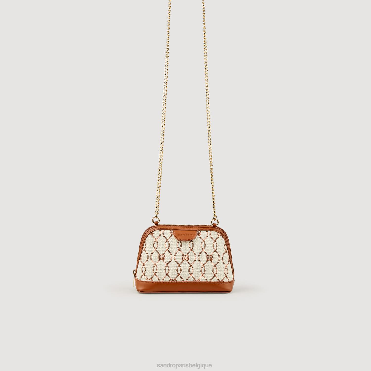 accessoires Sandro Paris sac rittah en tissu monogram marron/écru femmes XLXD578