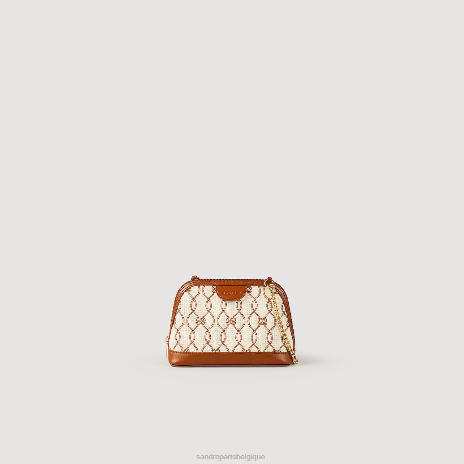 accessoires Sandro Paris sac rittah en tissu monogram marron/écru femmes XLXD578