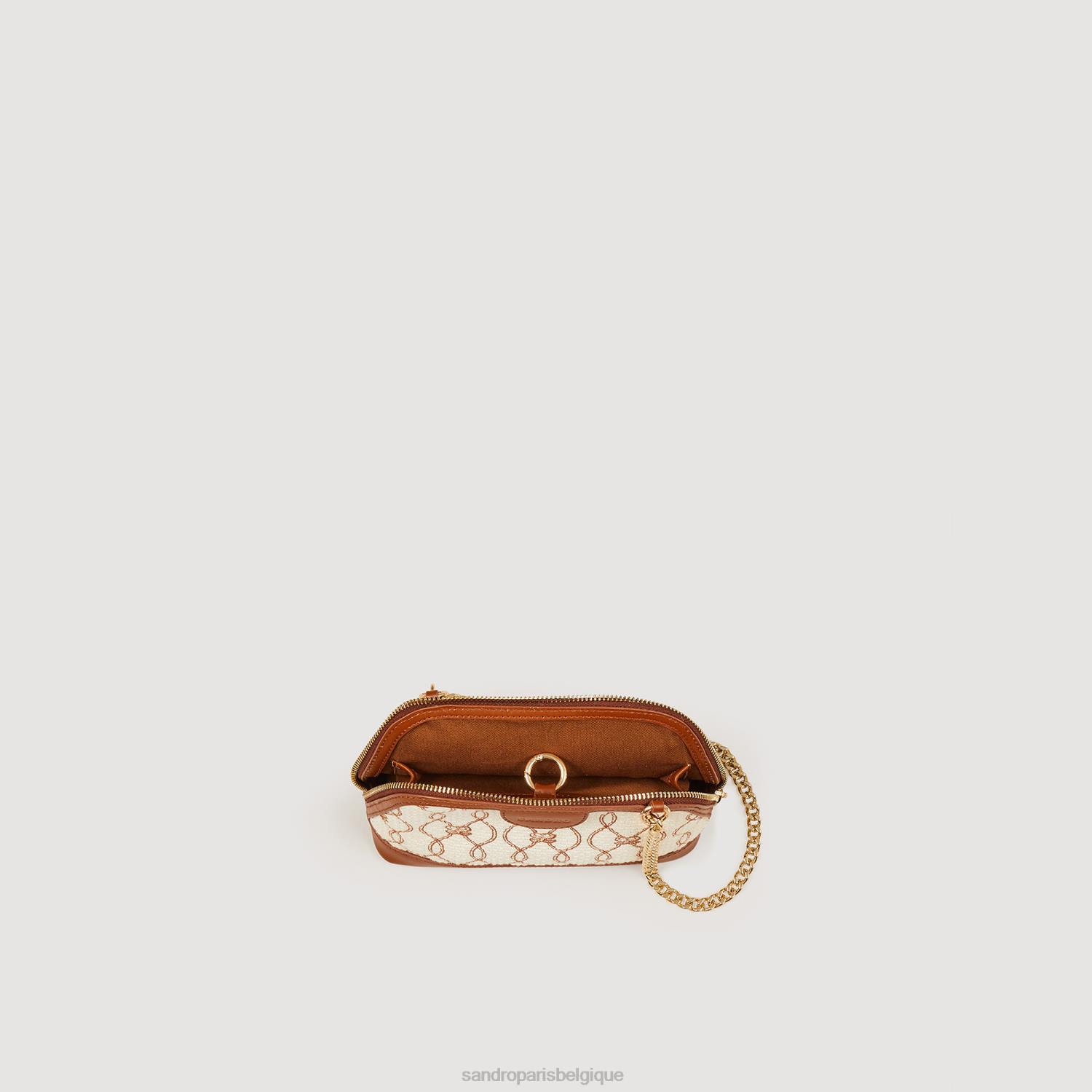 accessoires Sandro Paris sac rittah en tissu monogram marron/écru femmes XLXD578