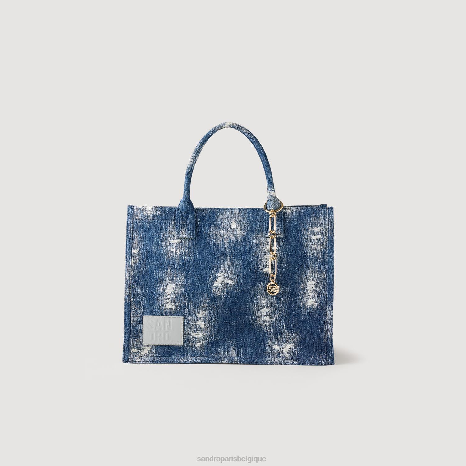 accessoires Sandro Paris sac cabas en jean kasbah jean bleu femmes XLXD573