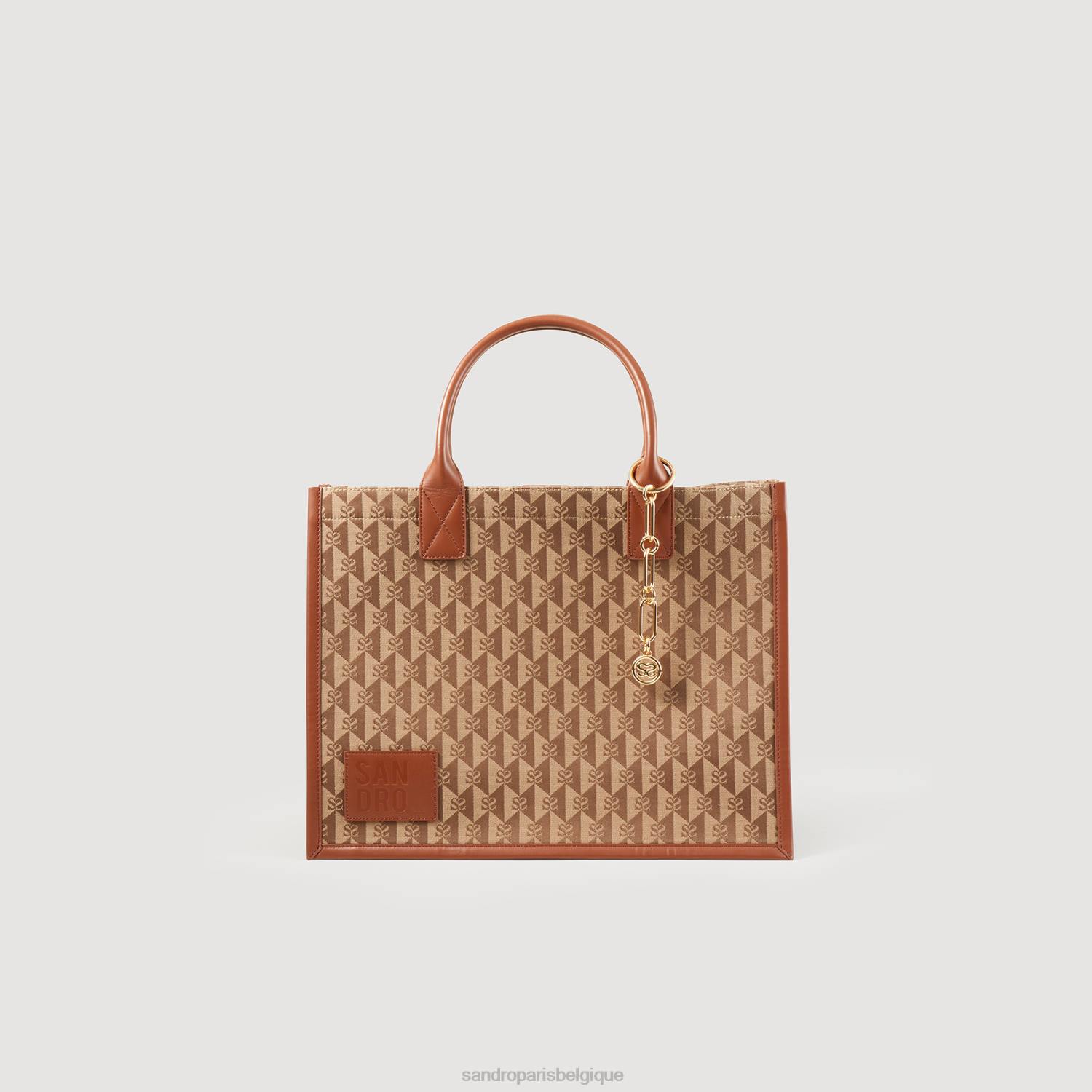 accessoires Sandro Paris sac en jacquard à logo kasbah brun femmes XLXD567