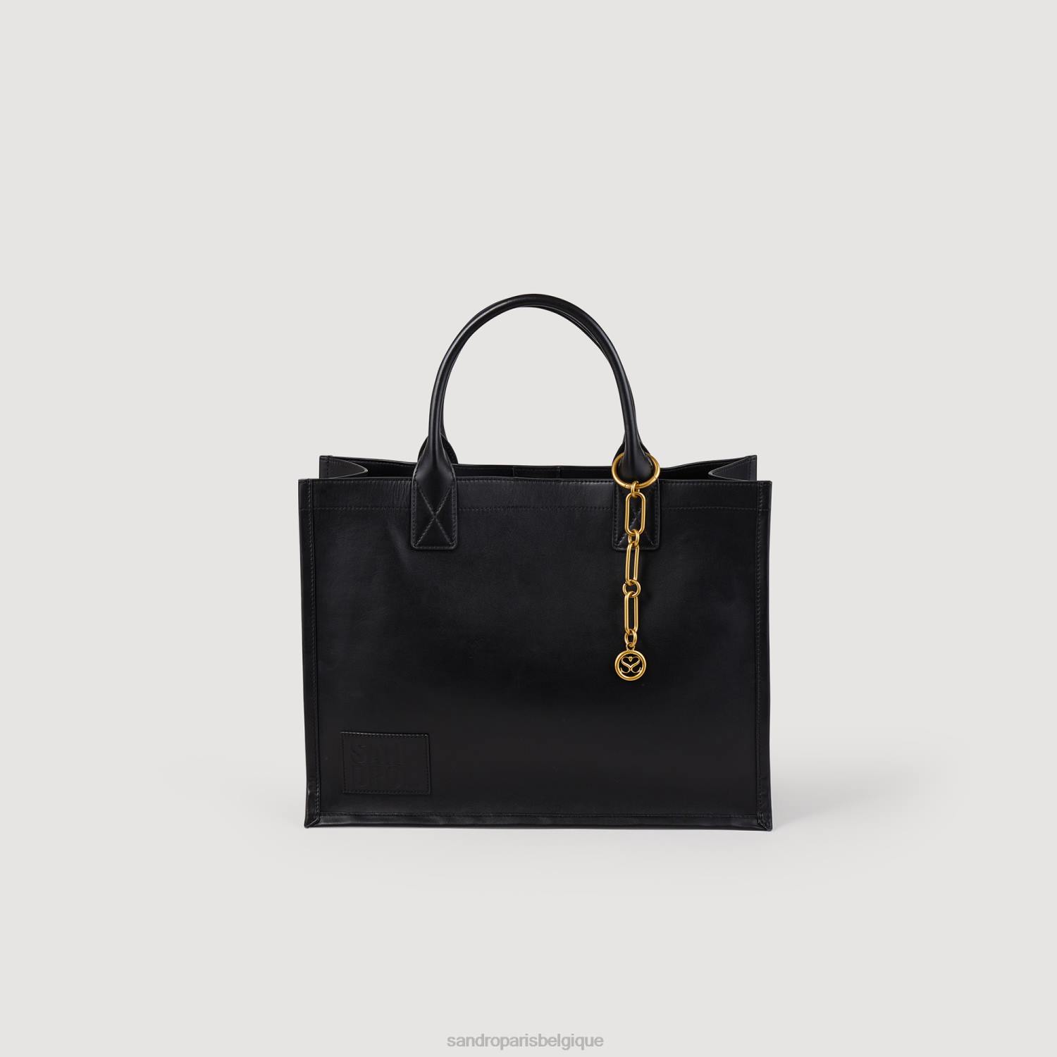 accessoires Sandro Paris sac fourre-tout en cuir avec bijoux en chaîne noir femmes XLXD550