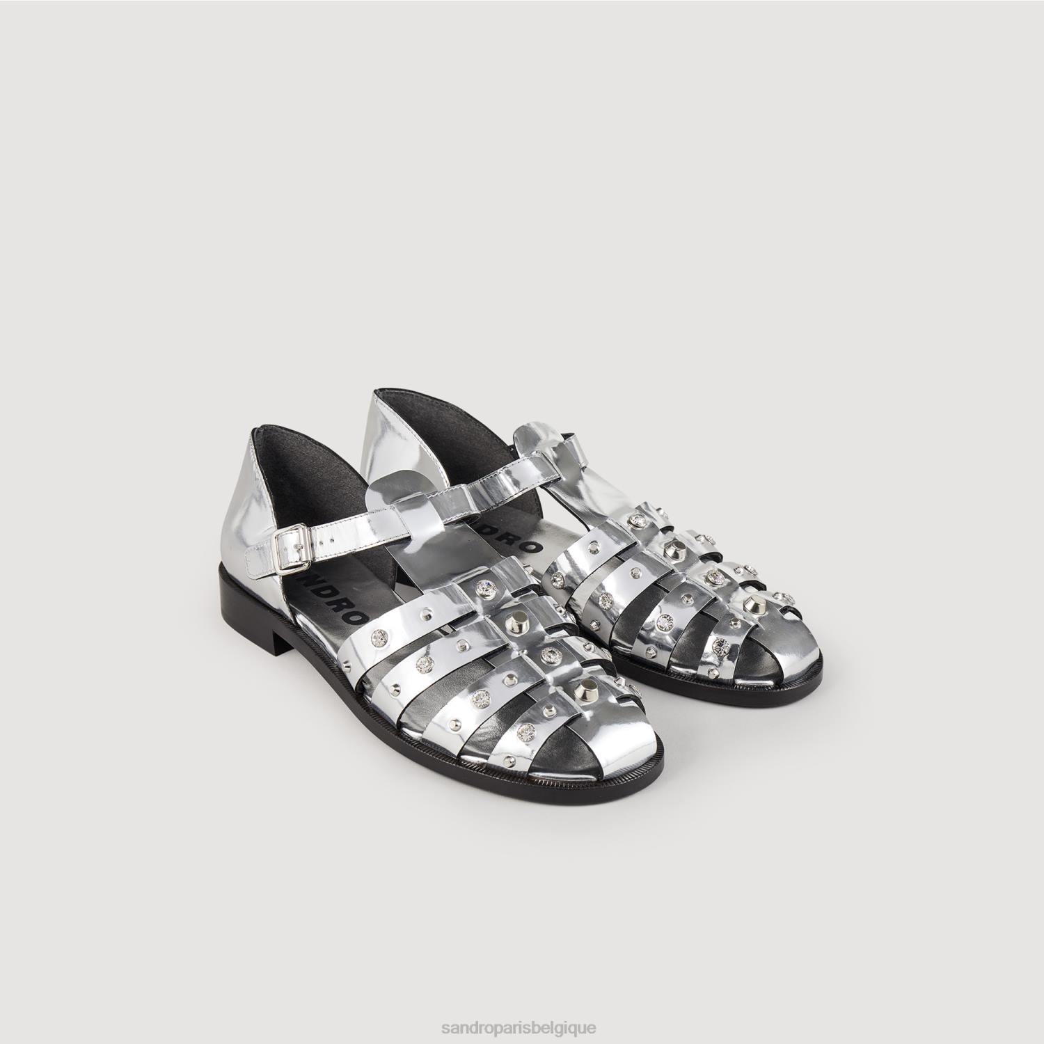 chaussure Sandro Paris sandales à clous Olympa argent femmes XLXD487