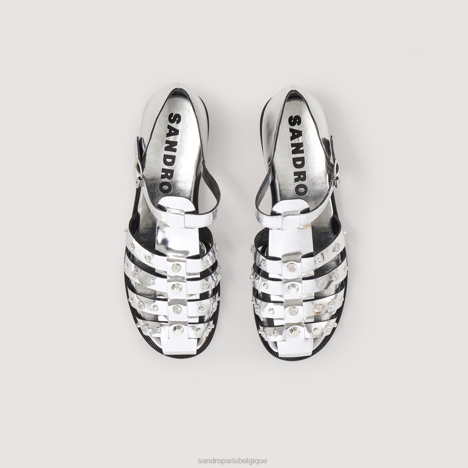 chaussure Sandro Paris sandales à clous Olympa argent femmes XLXD487