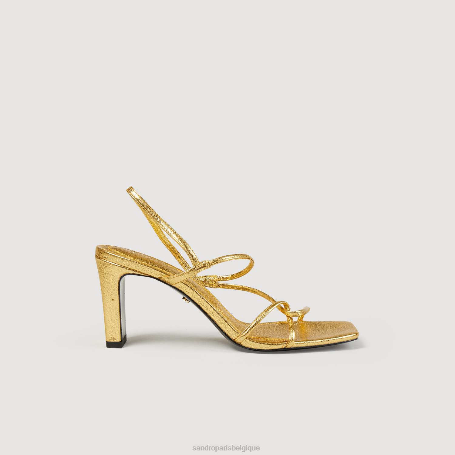 chaussure Sandro Paris sandales en cuir embossé or femmes XLXD472