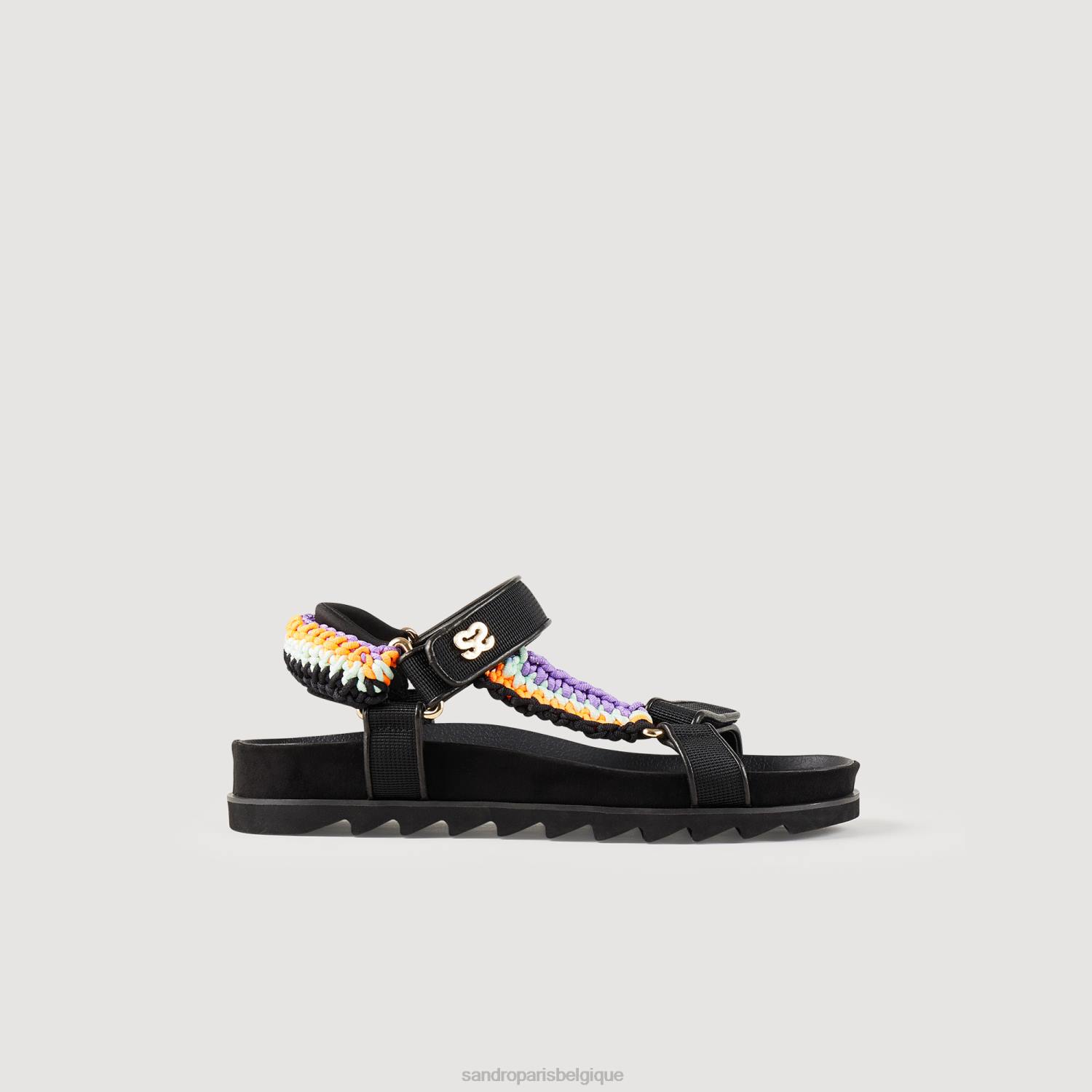 chaussure Sandro Paris sandales à tressage coloré noir femmes XLXD493