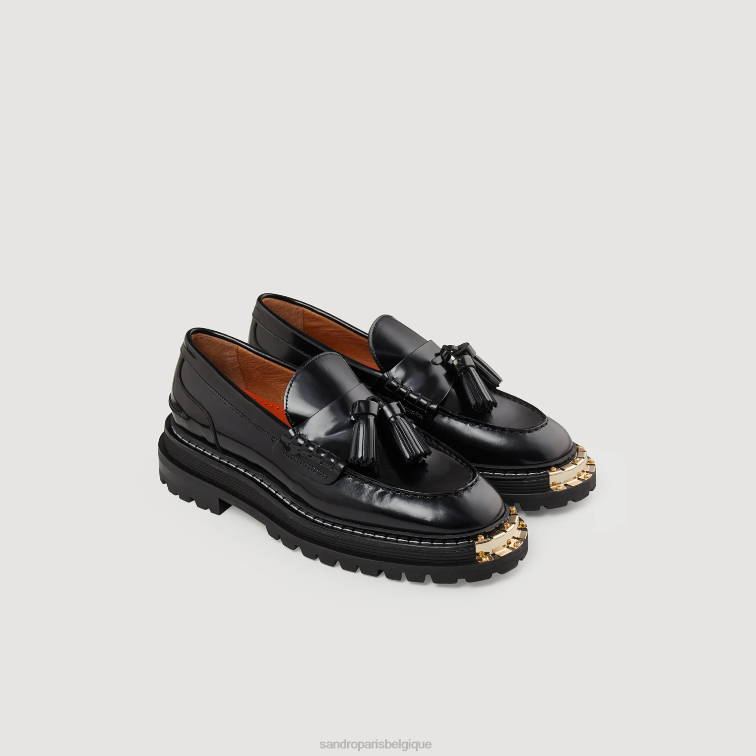 chaussure Sandro Paris mocassins en cuir à semelle épaisse noir femmes XLXD481