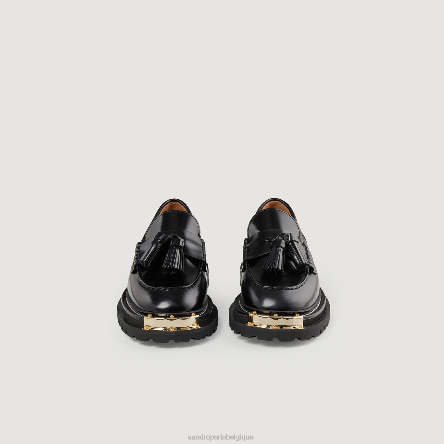 chaussure Sandro Paris mocassins en cuir à semelle épaisse noir femmes XLXD481