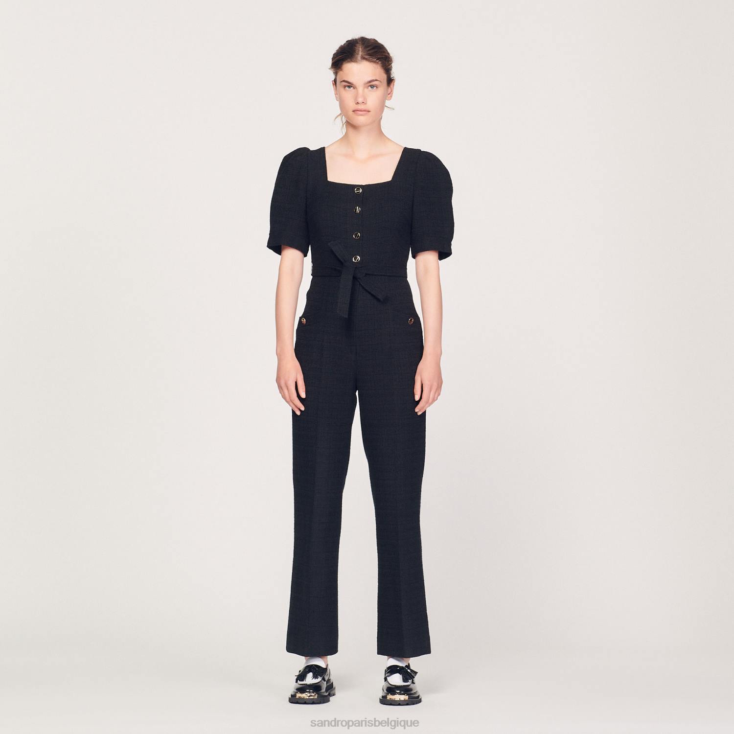 vêtements Sandro Paris combinaison en tweed noir femmes XLXD213