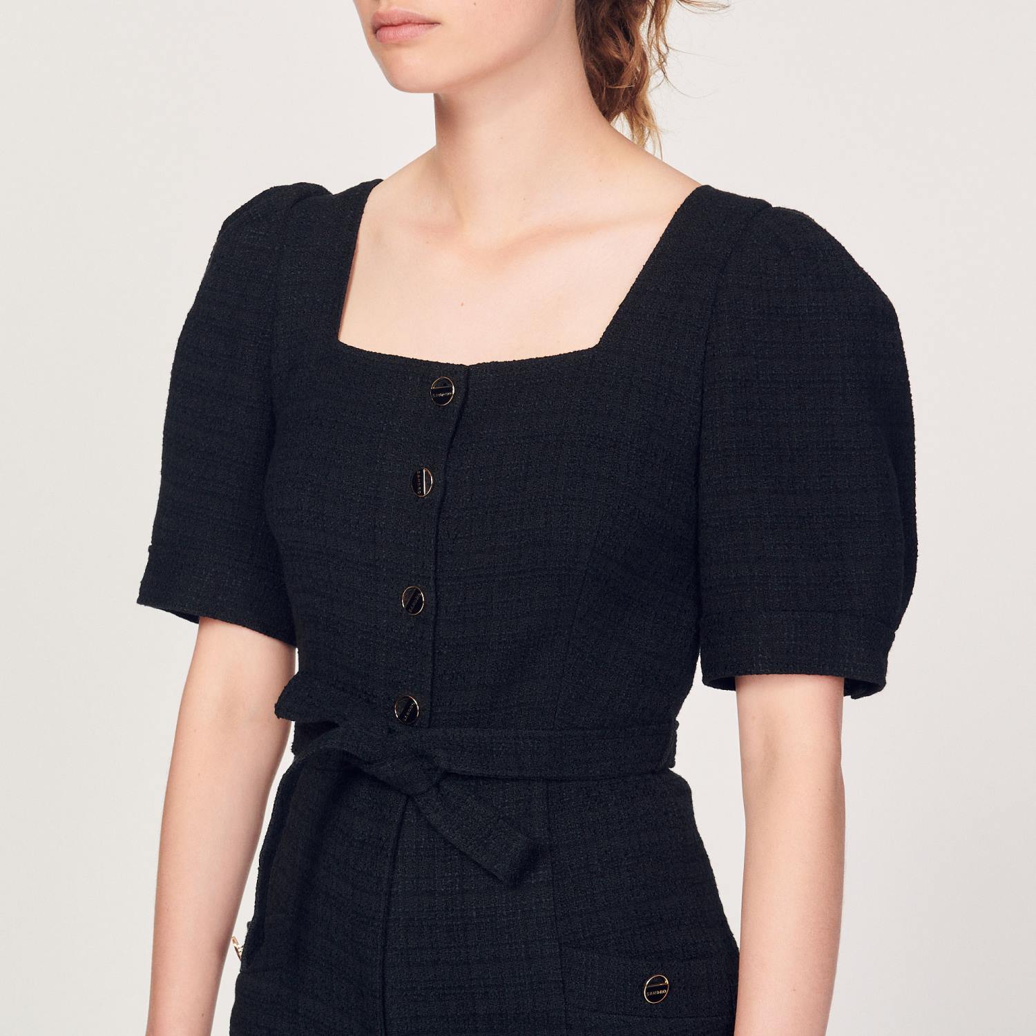 vêtements Sandro Paris combinaison en tweed noir femmes XLXD213