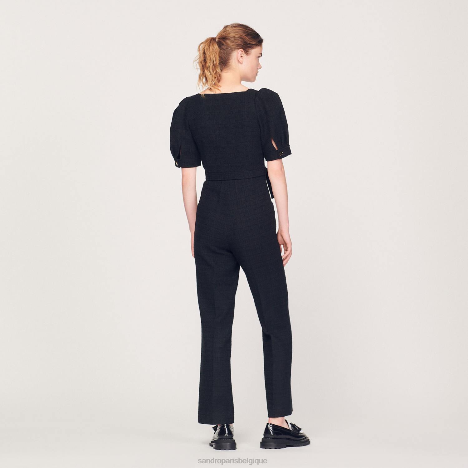 vêtements Sandro Paris combinaison en tweed noir femmes XLXD213