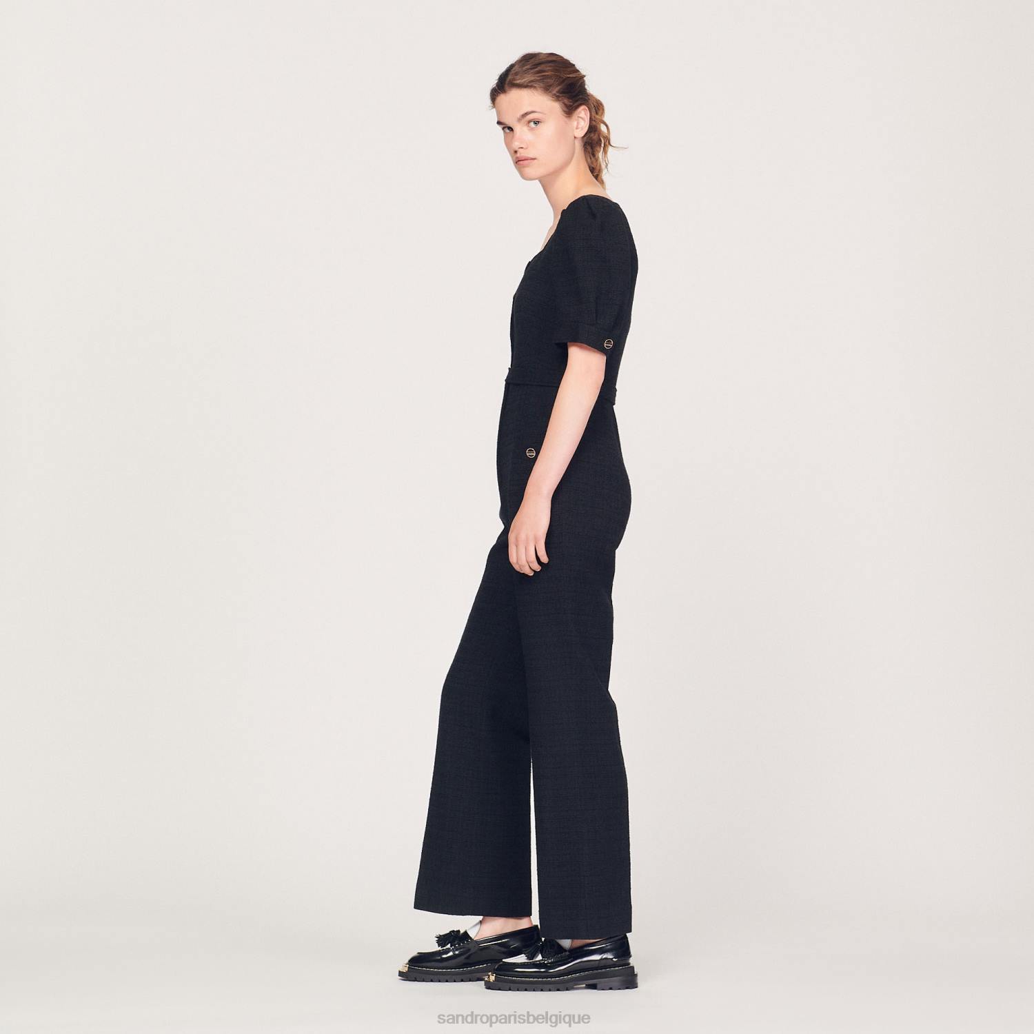 vêtements Sandro Paris combinaison en tweed noir femmes XLXD213