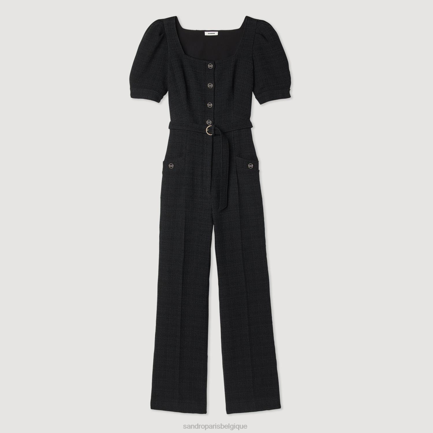 vêtements Sandro Paris combinaison en tweed noir femmes XLXD213