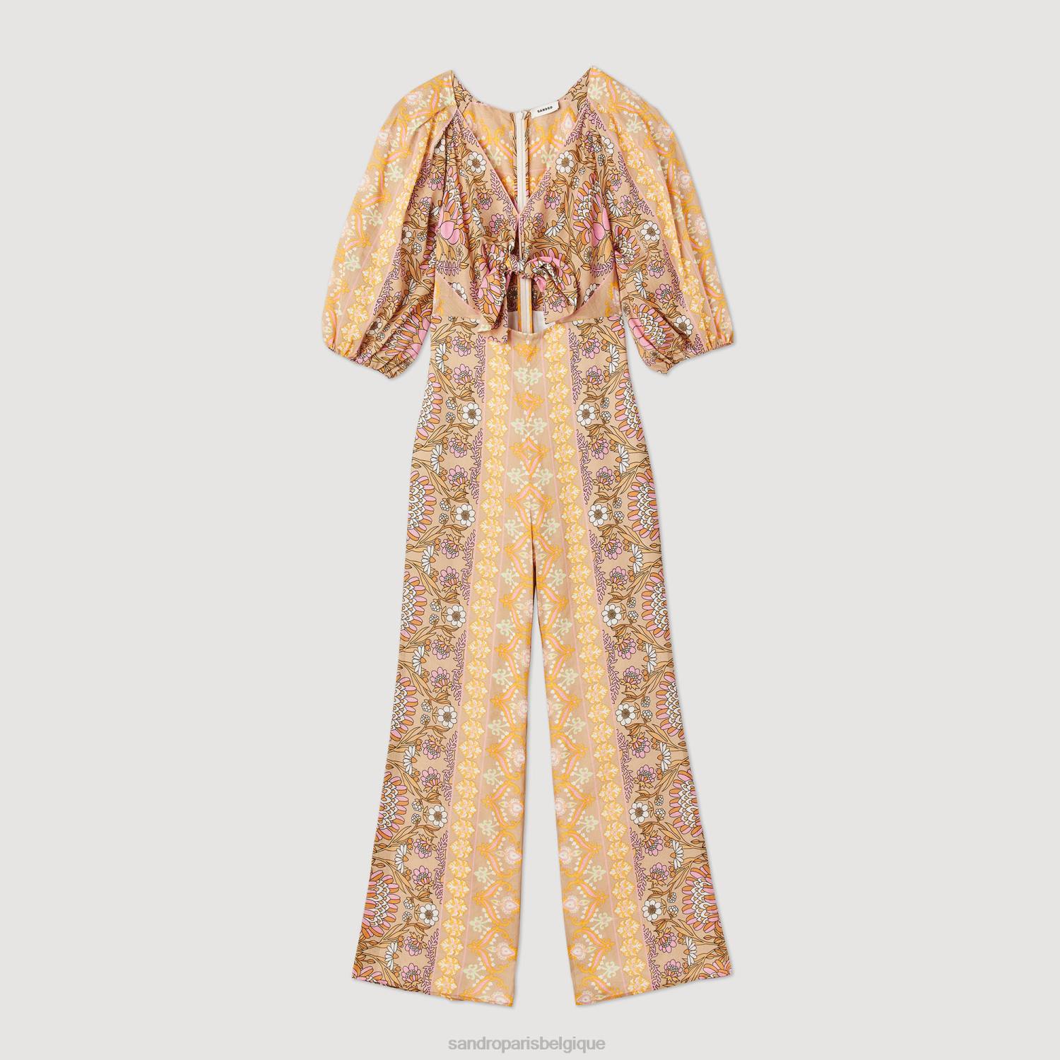 vêtements Sandro Paris combinaison imprimée beige femmes XLXD357