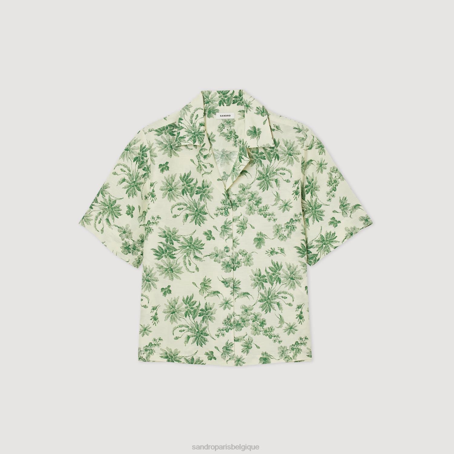 vêtements Sandro Paris chemise ample imprimée écru - vert femmes XLXD303
