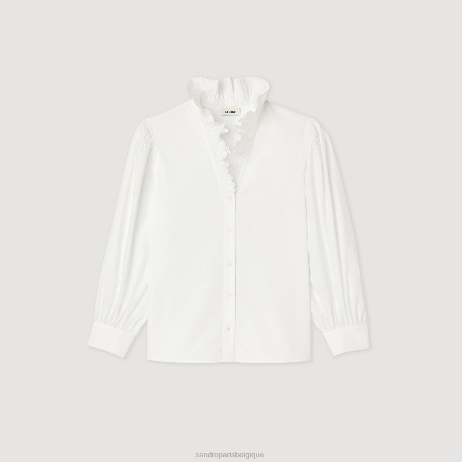 vêtements Sandro Paris chemise en coton à col fantaisie blanc femmes XLXD142