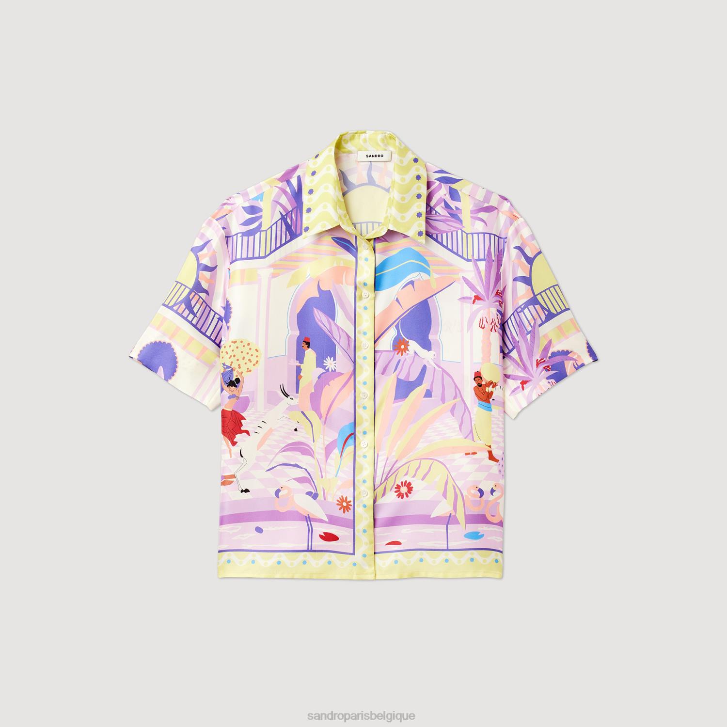 vêtements Sandro Paris chemise imprimée jaune/violet femmes XLXD138