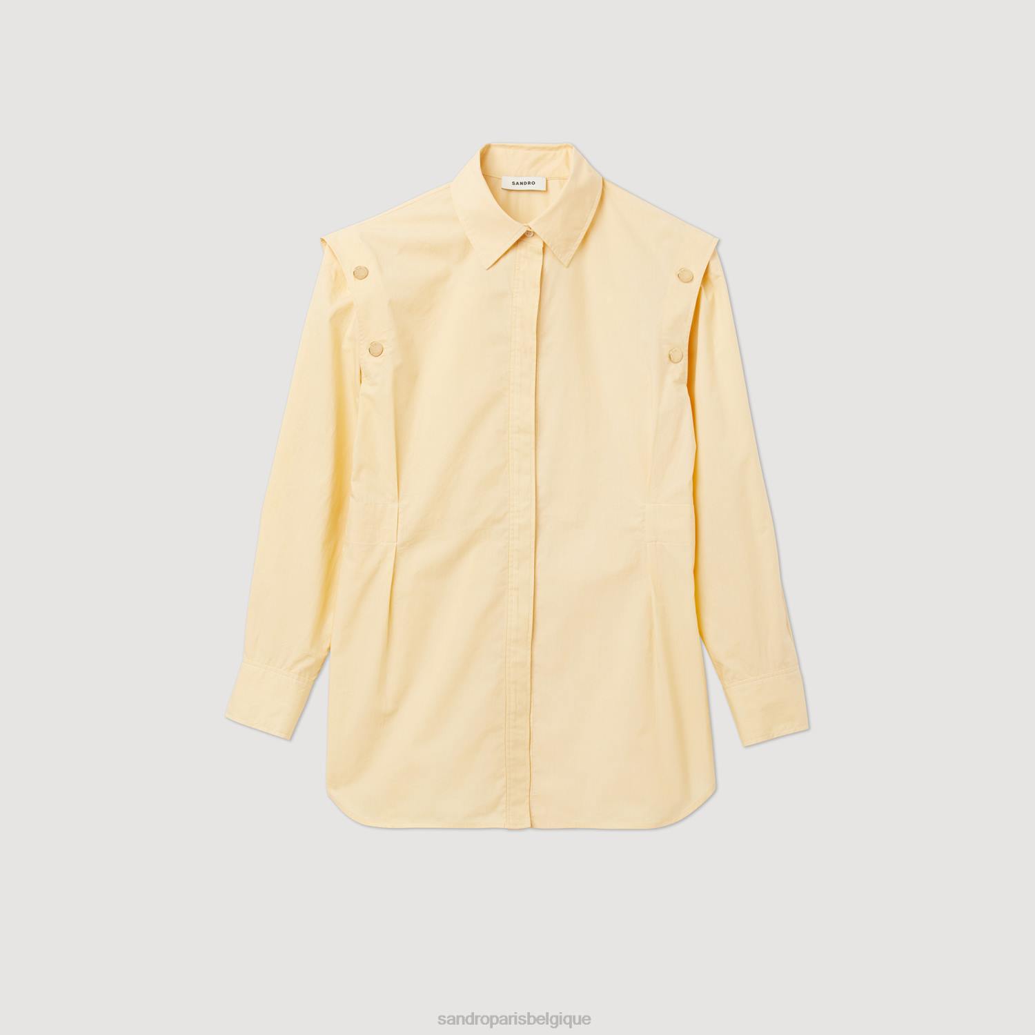 vêtements Sandro Paris chemise longue beurre femmes XLXD411