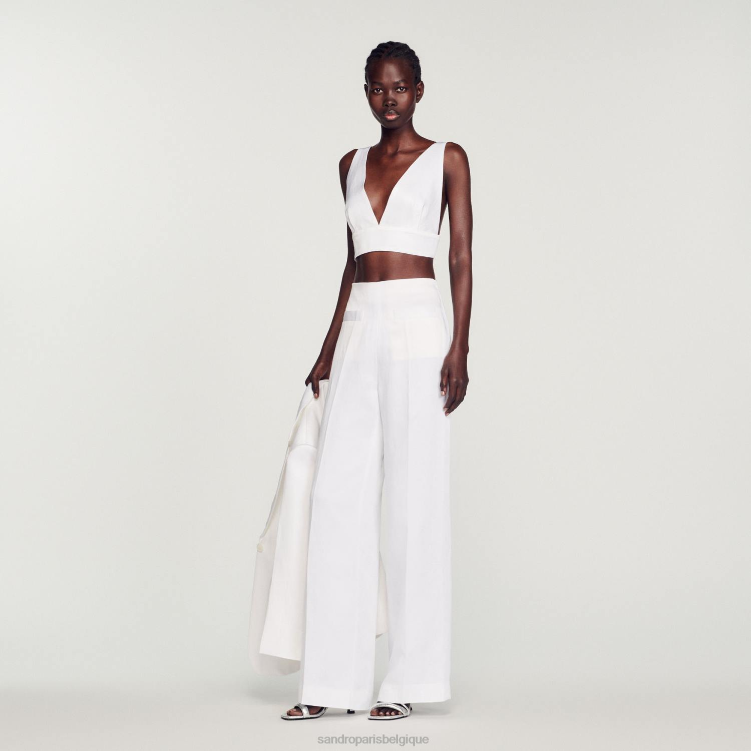 vêtements Sandro Paris haut brassière blanc femmes XLXD94