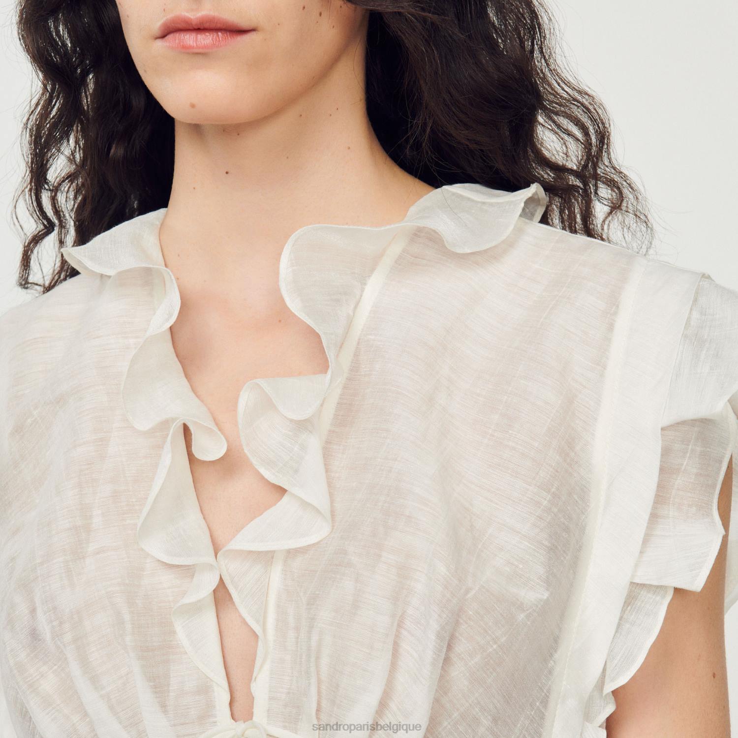 vêtements Sandro Paris haut court blanc femmes XLXD102