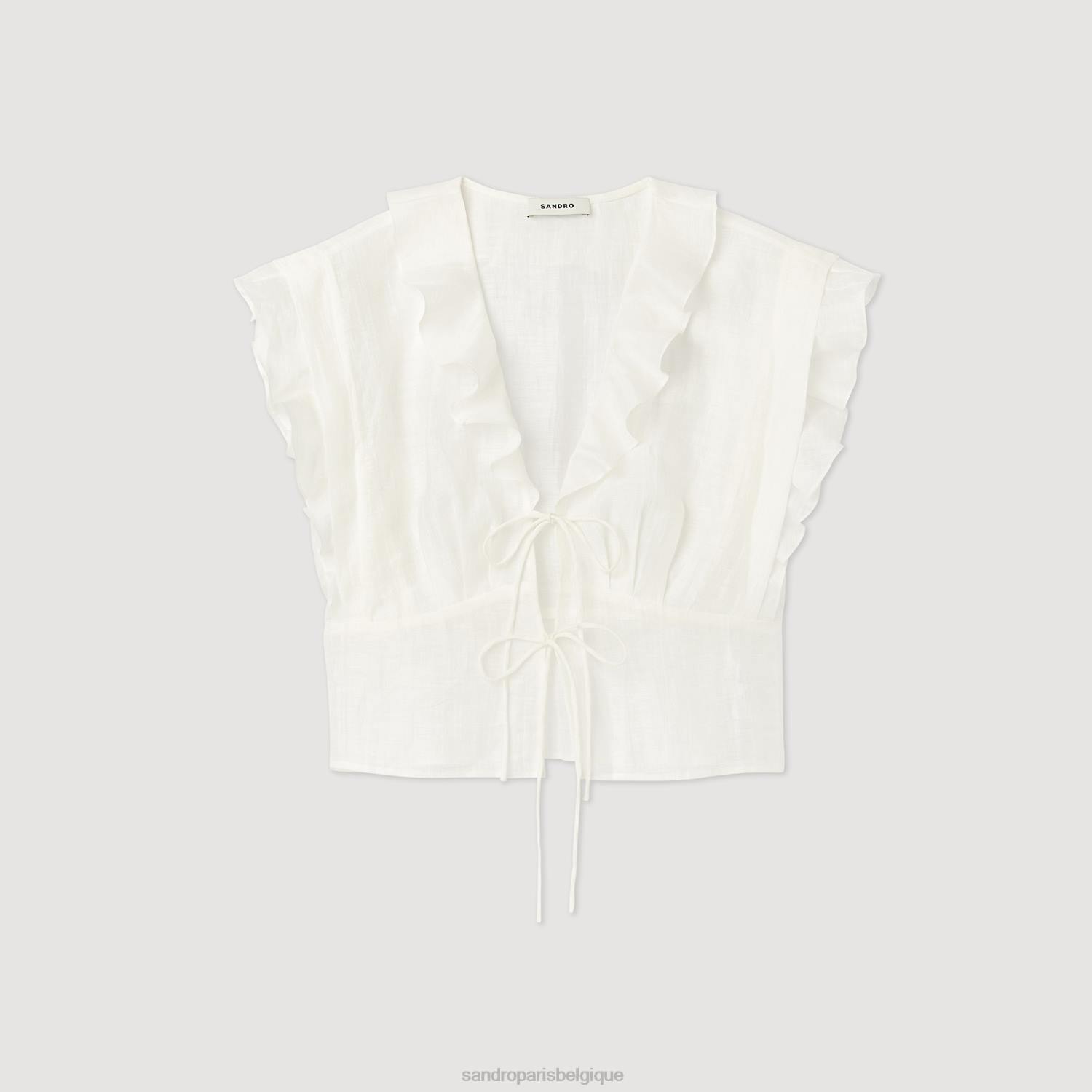 vêtements Sandro Paris haut court blanc femmes XLXD102