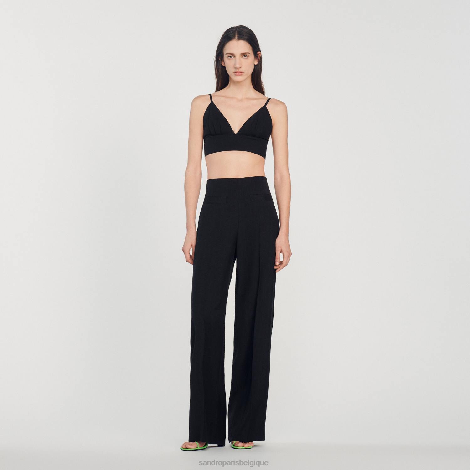 vêtements Sandro Paris haut court noir femmes XLXD223