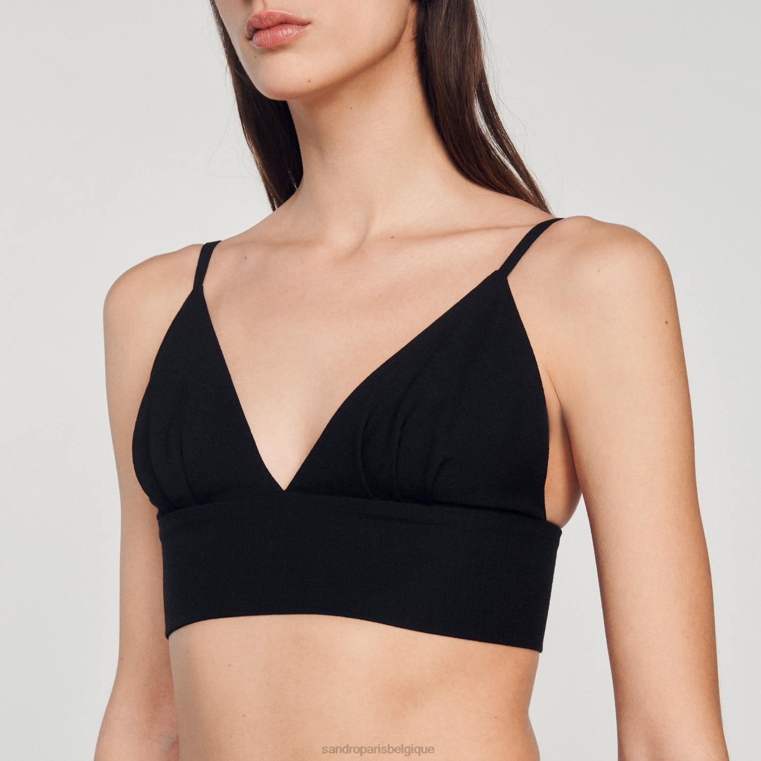 vêtements Sandro Paris haut court noir femmes XLXD223