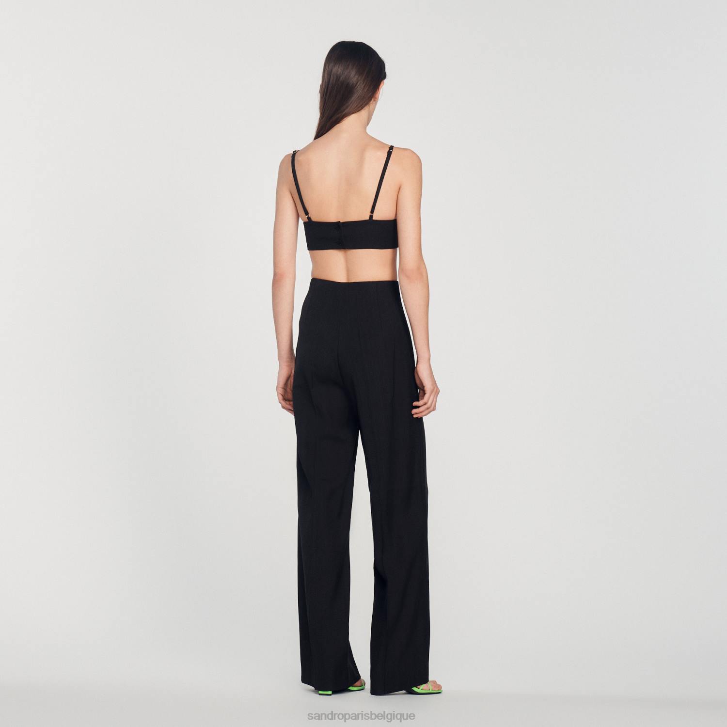 vêtements Sandro Paris haut court noir femmes XLXD223