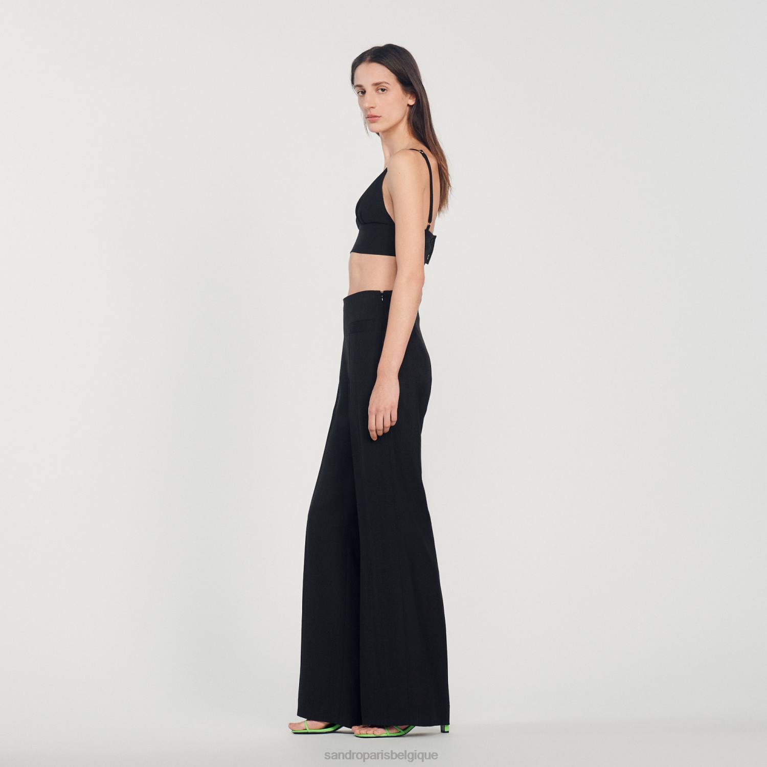 vêtements Sandro Paris haut court noir femmes XLXD223