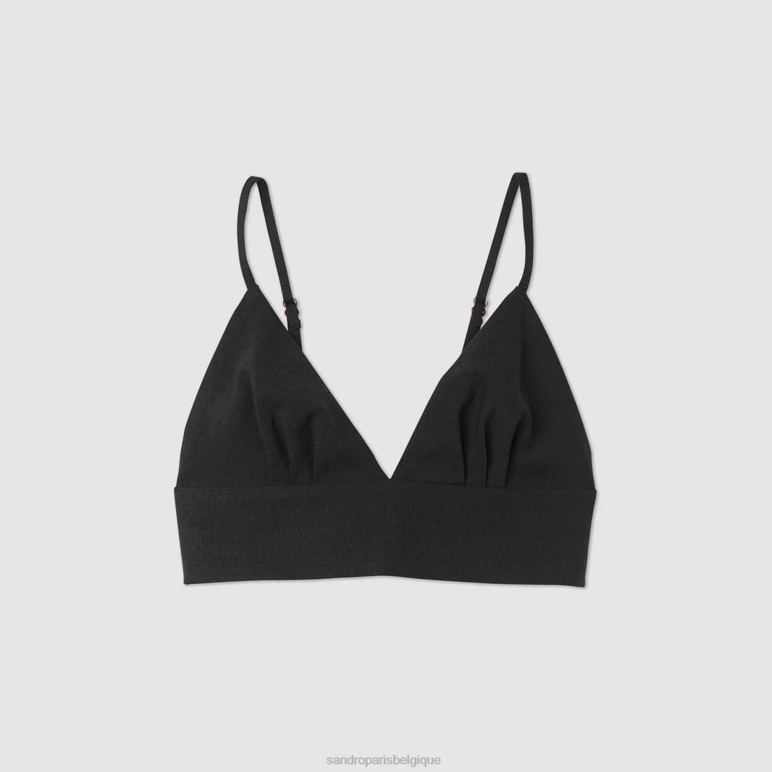 vêtements Sandro Paris haut court noir femmes XLXD223
